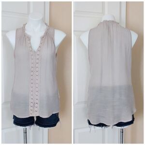 Spense crochet inset high low sleeveless top